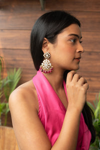 Raina Deep Red Kundan Earrings