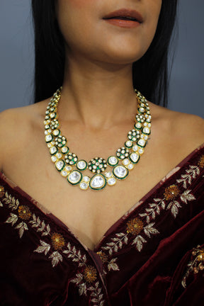 Sakhi Long Polki Necklace Set