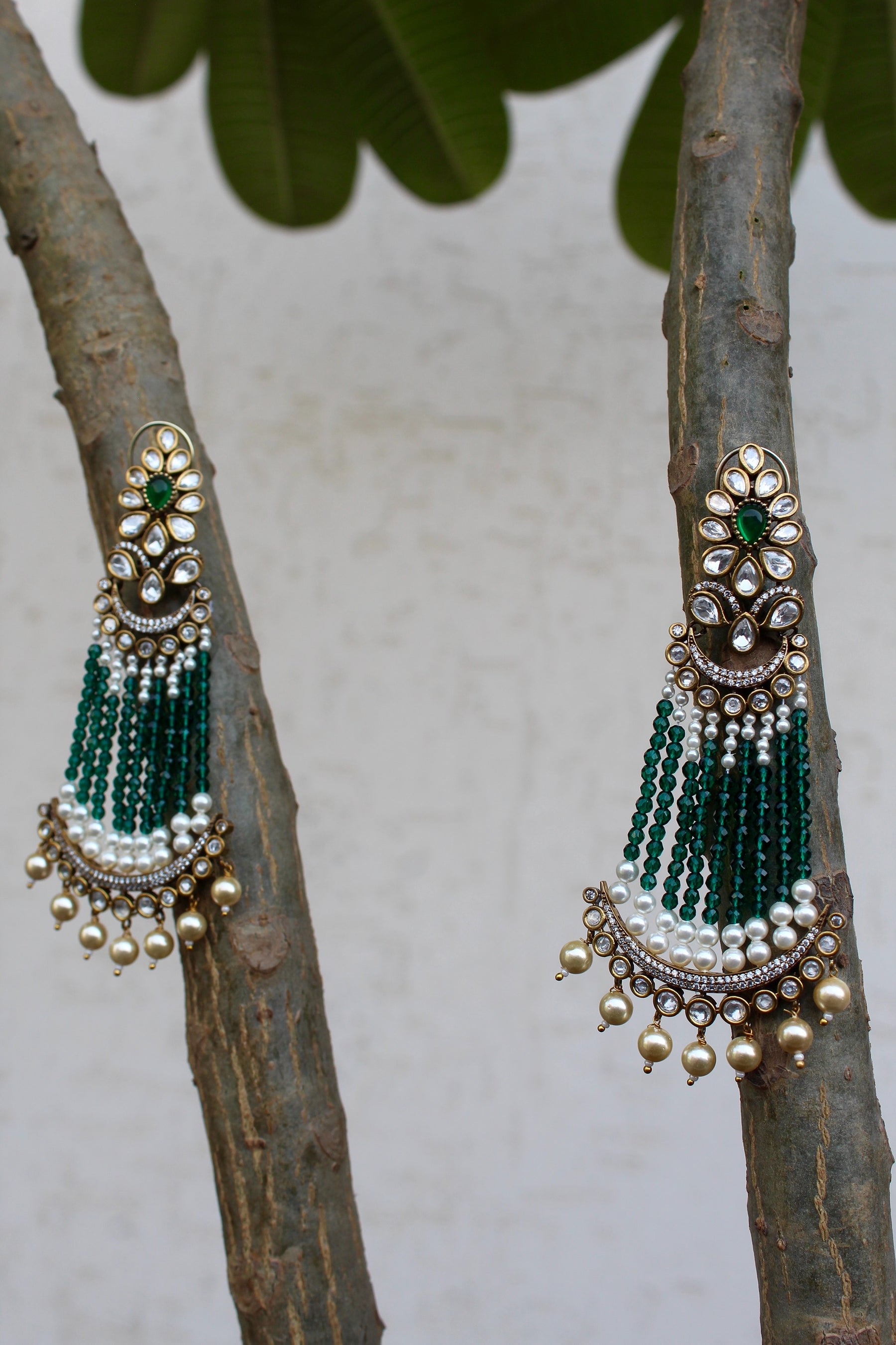 Raza Polki Pearl Drop Earrings