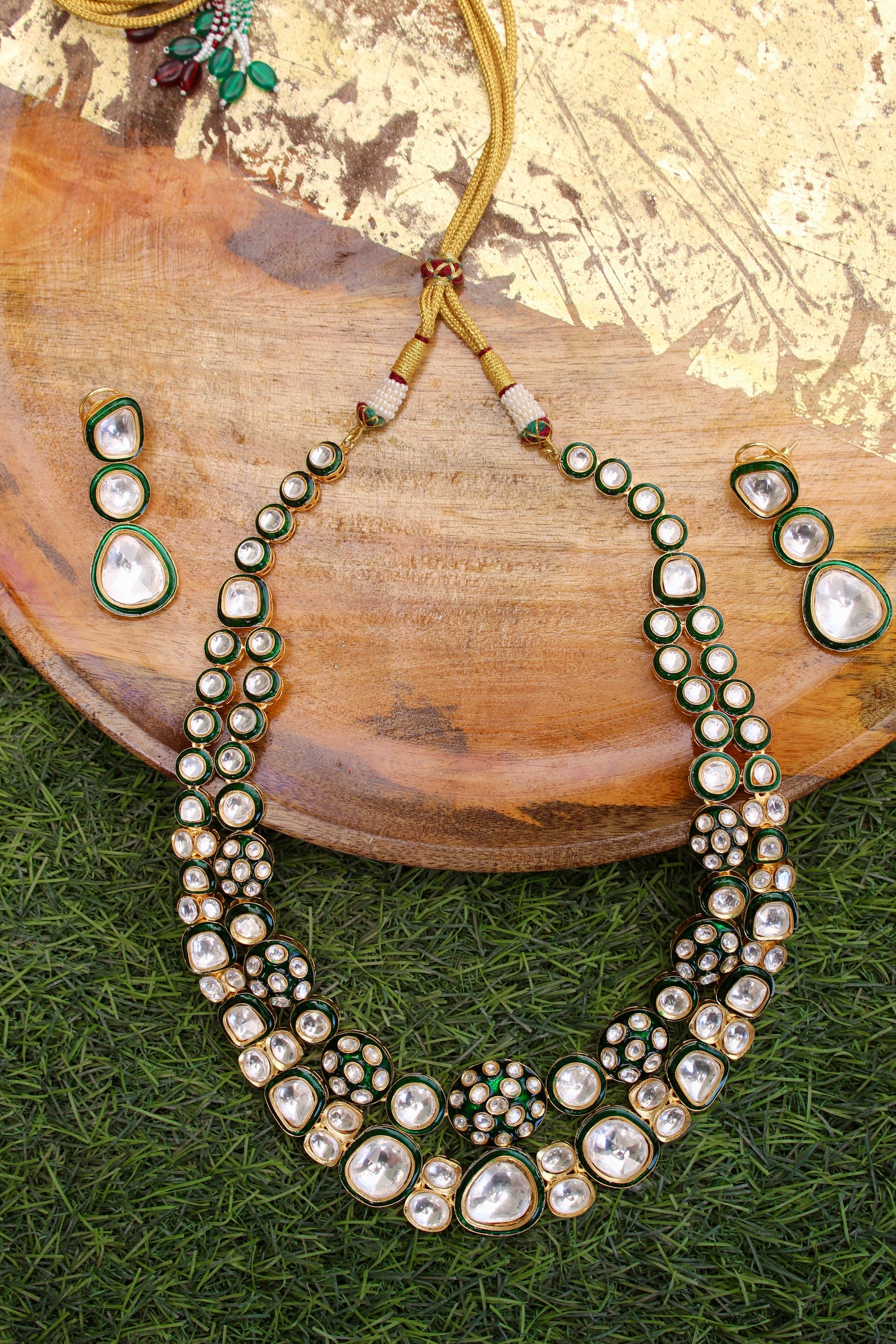 Sakhi Long Polki Necklace Set