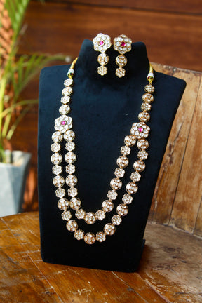 Ruby Long Polki Necklace Set